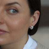 Chunky Silver Huggie Hoop Earrings