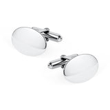 Sterling Silver Domed Oval Hinged Cufflinks