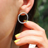 Sterling Silver Halo Hoop Earrings