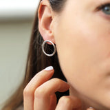 Sterling Silver Halo Hoop Earrings