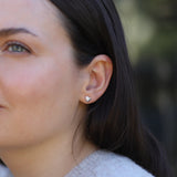 Silver Hammered Heart Stud Earrings