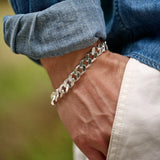 Mens Silver Heavy Curb Chain Bracelet