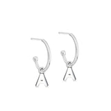 Silver Initial Hoop Earrings