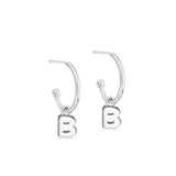 Silver Initial Hoop Earrings