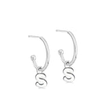 Silver Initial Hoop Earrings
