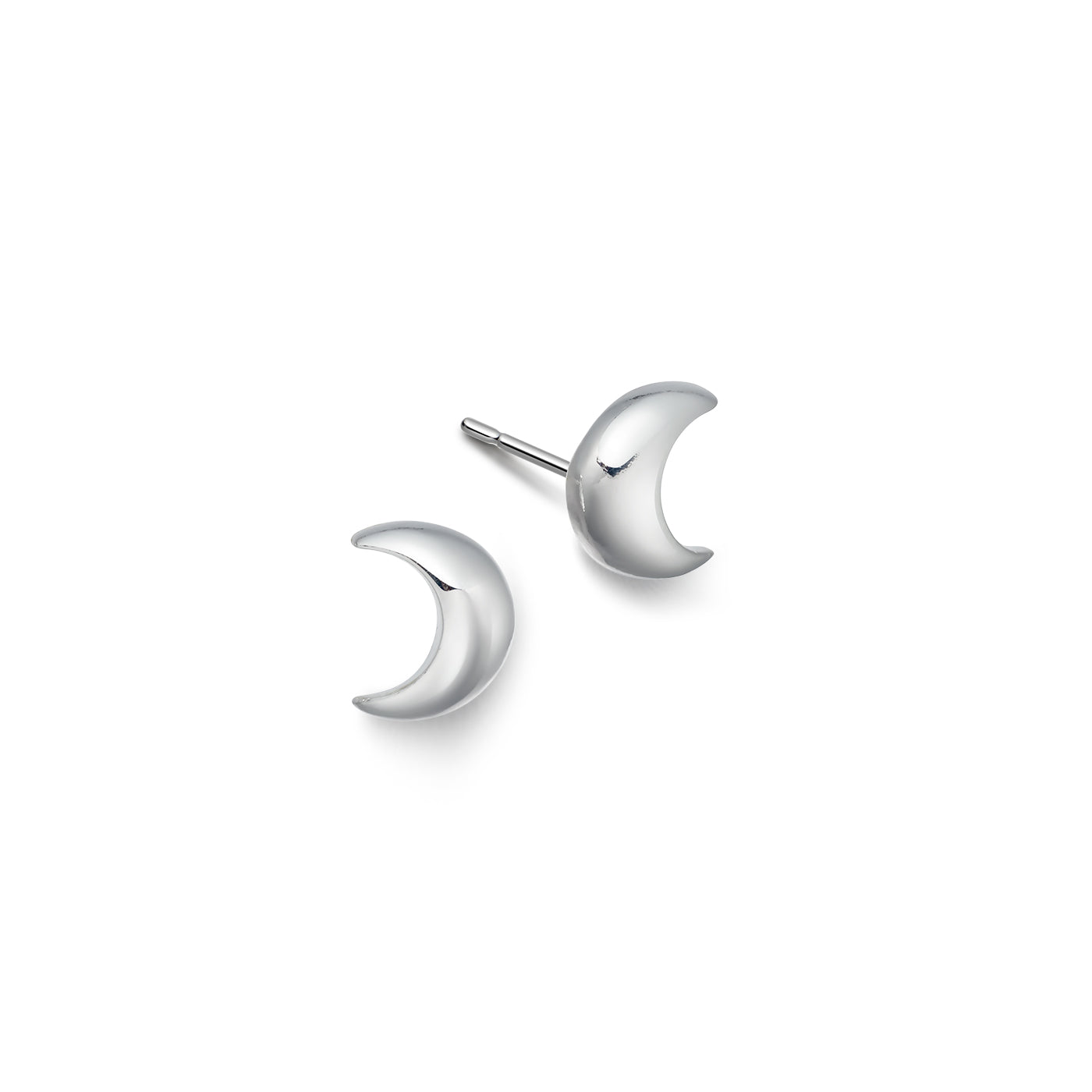 Sterling silver moon stud earrings