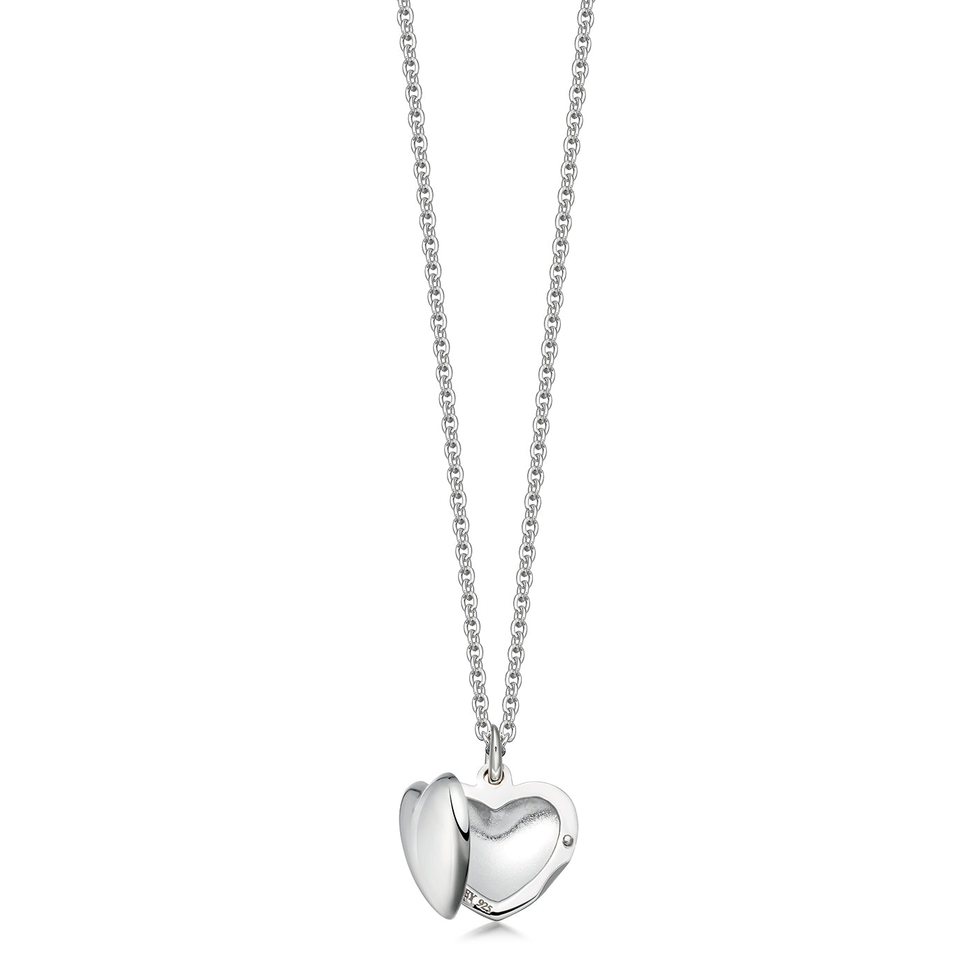 Small sterling silver heart locket open