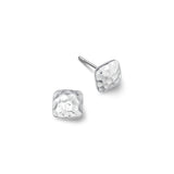 Small Silver Square Hammered Stud Earrings
