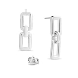 Sterling Silver Square Link Earrings