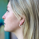 Silver Square Section Open Hoop Earrings