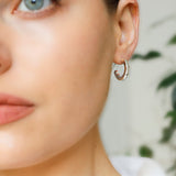 Silver Square Section Open Hoop Earrings