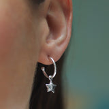 Silver Star Hoop Earrings