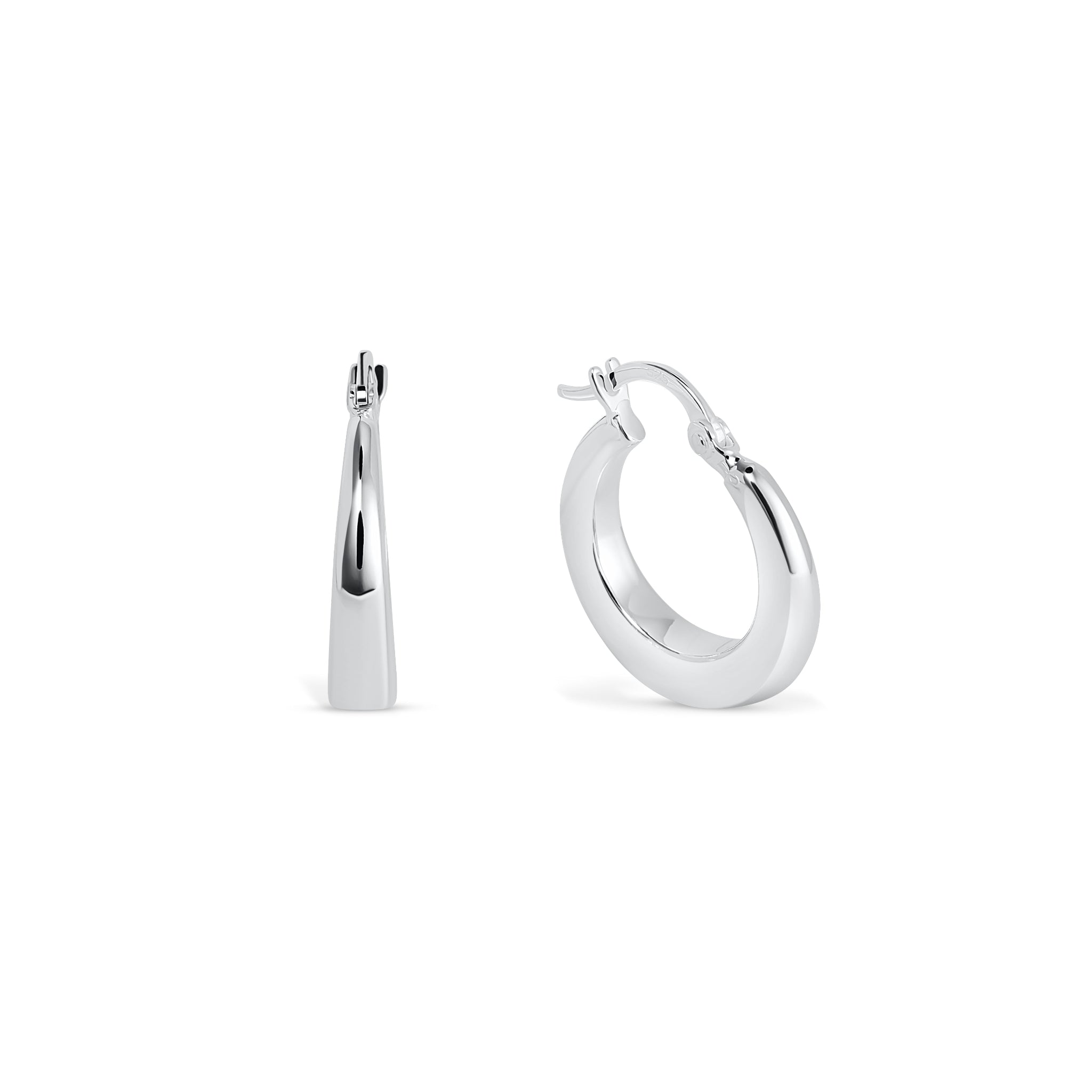 Sterling silver graduated hoop earrings