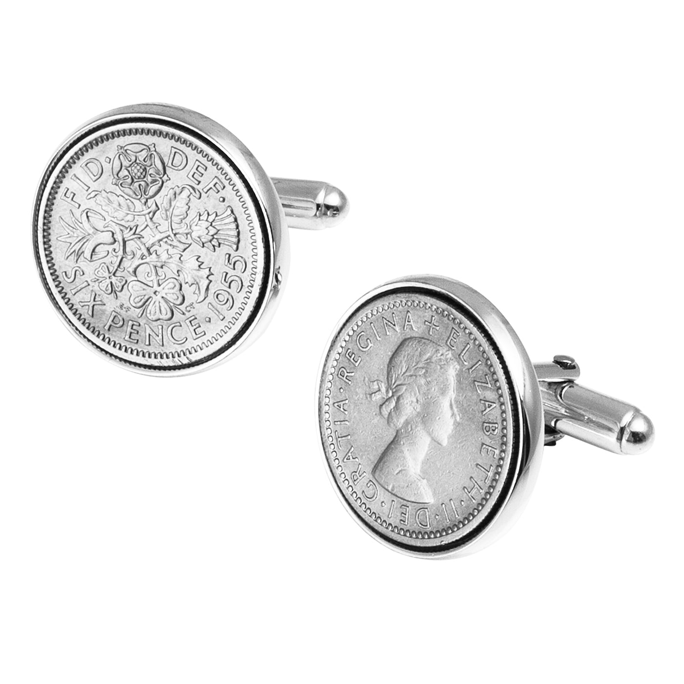 Sterling silver sixpence cufflinks