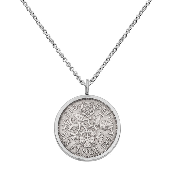 Silver Lucky Sixpence Necklace Hersey Son Silversmiths