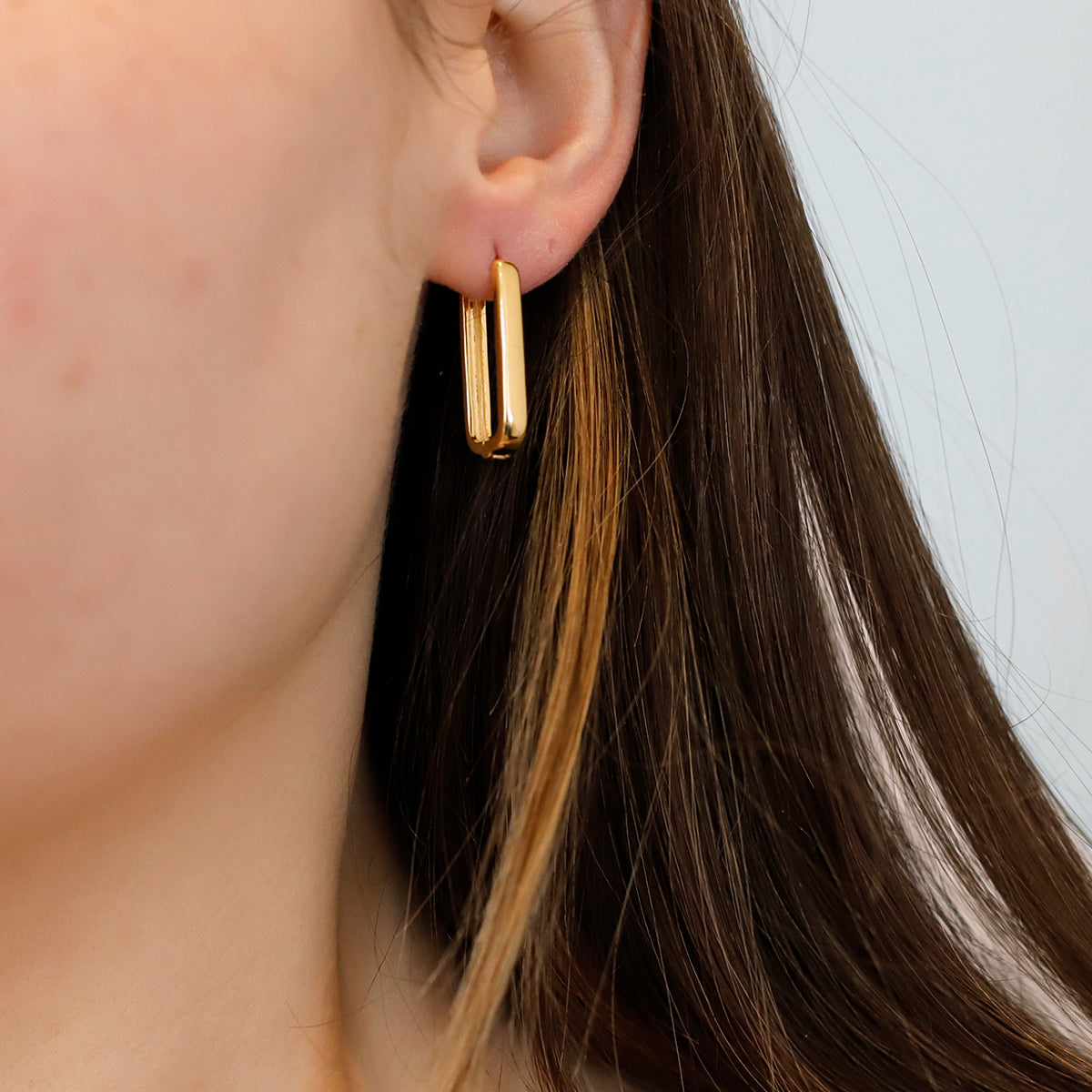 Sterling Silver or 22c Gold Plated Oblong Hoop Earrings