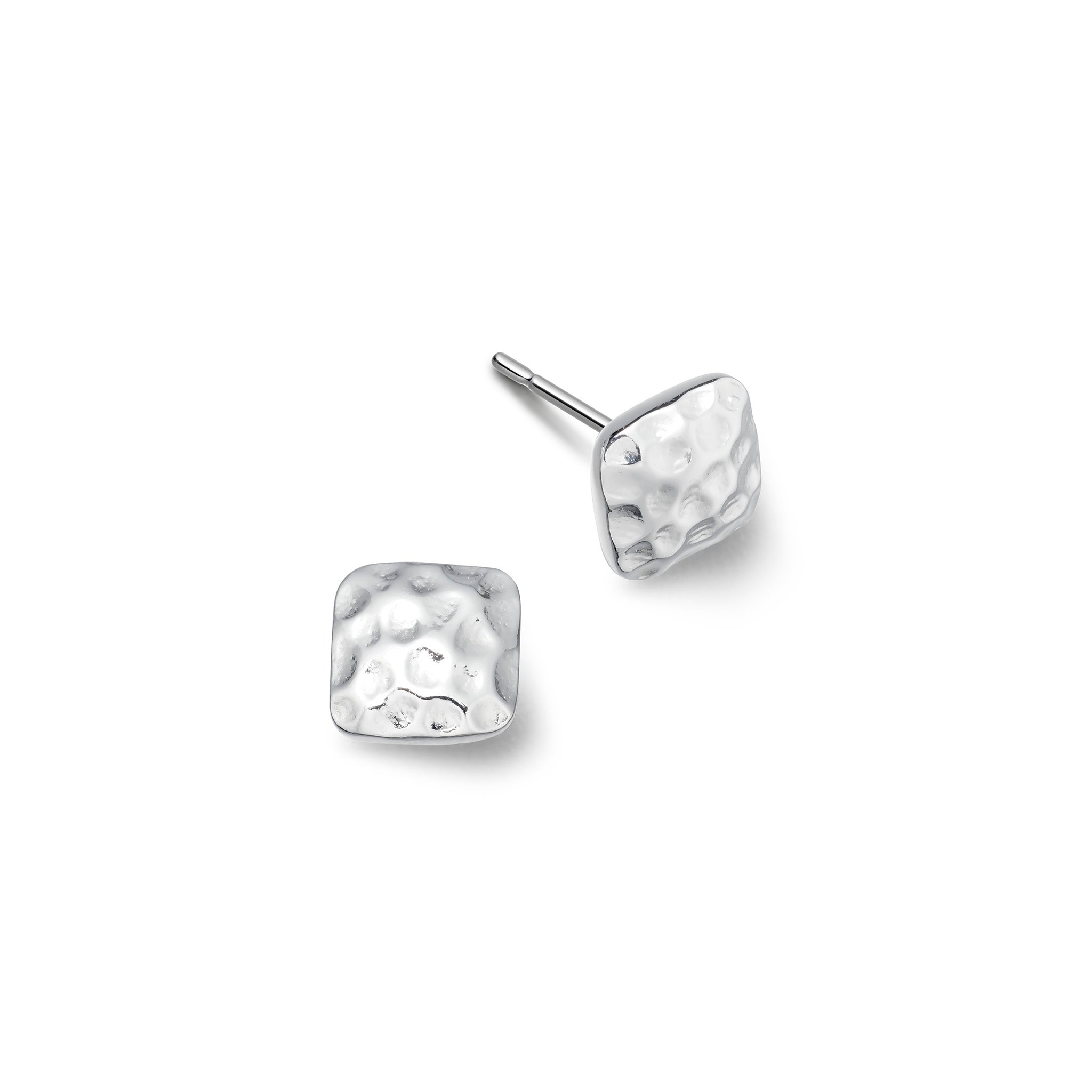 sterling silver square hammered stud earrings