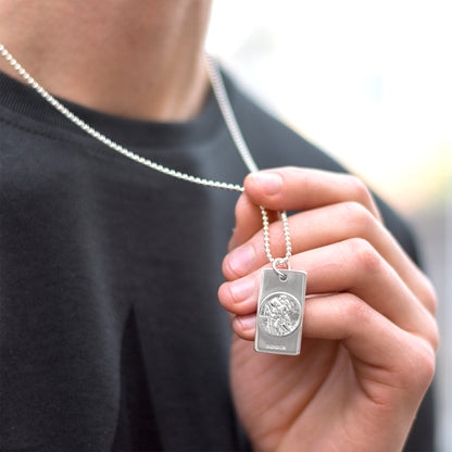 Mens St Christopher Necklace - Dog Tag
