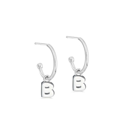 Silver Initial Hoop Earrings