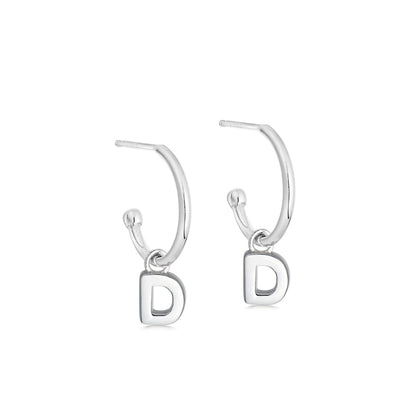 Silver Initial Hoop Earrings