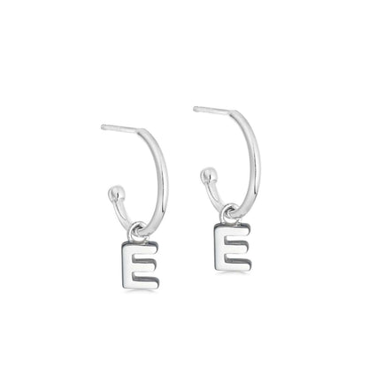 Silver Initial Hoop Earrings