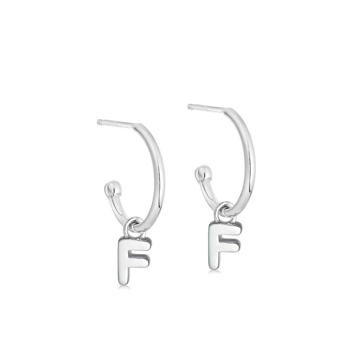 Silver Initial Hoop Earrings
