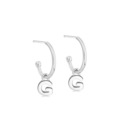 Silver Initial Hoop Earrings