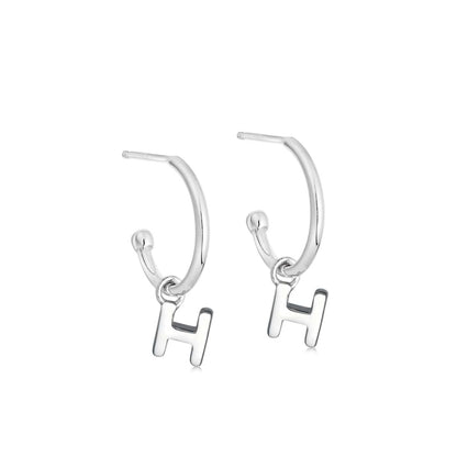 Silver Initial Hoop Earrings