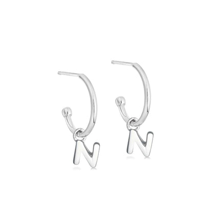 Silver Initial Hoop Earrings