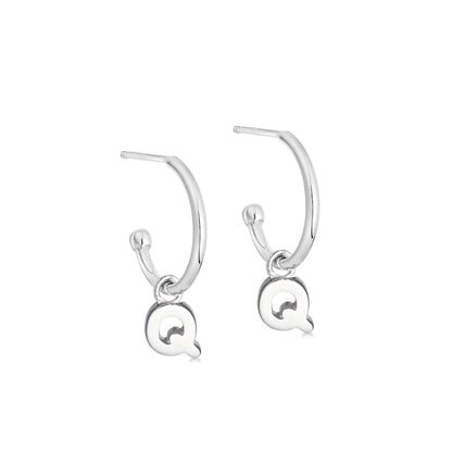 Silver Initial Hoop Earrings