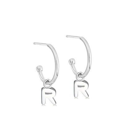 Silver Initial Hoop Earrings