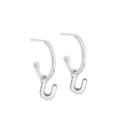 Silver Initial Hoop Earrings