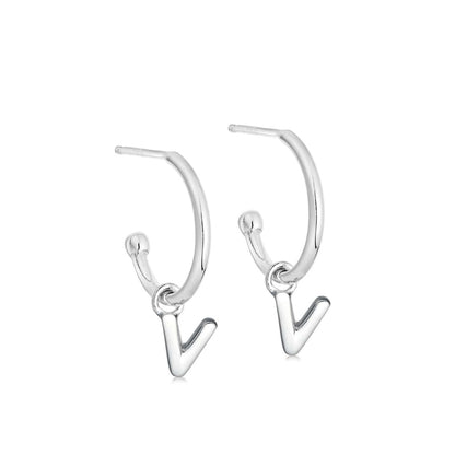 Silver Initial Hoop Earrings