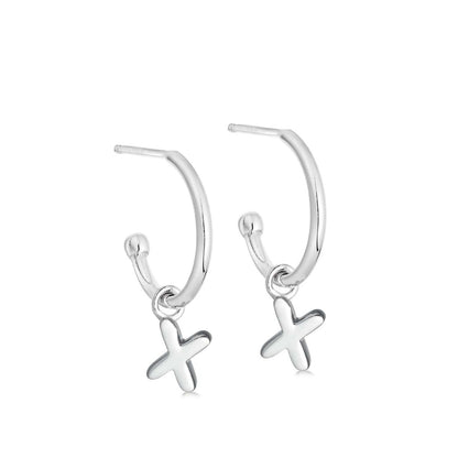 Silver Initial Hoop Earrings