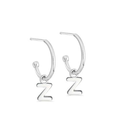 Silver Initial Hoop Earrings