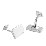 Recangular sterling silver cufflinks with fixed back