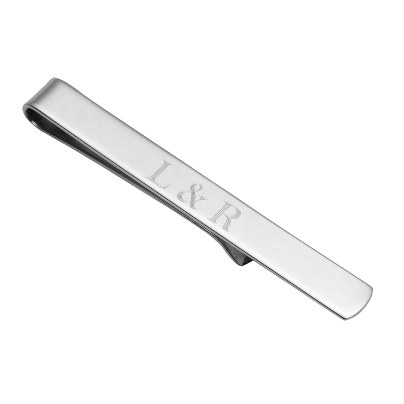 Engraved sterling silver tie clip