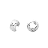 Wide Silver Huggie Earrings - 14mm Hammered