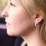 Wide Silver Huggie Earrings - 14mm Hammered