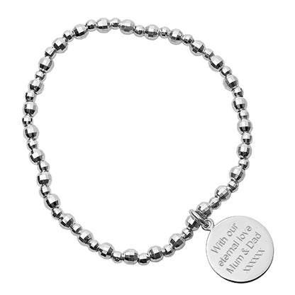 Silver Bead Bracelet Engraved