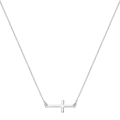 Silver sideways Lazy Cross Necklace