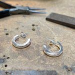 Silver Square Section Open Hoop Earrings - hersey-and-son