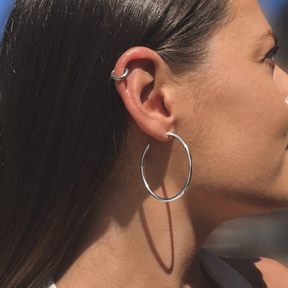 50mm Silver Hoop Earrings