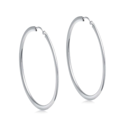 silver flat edge hoop earrings