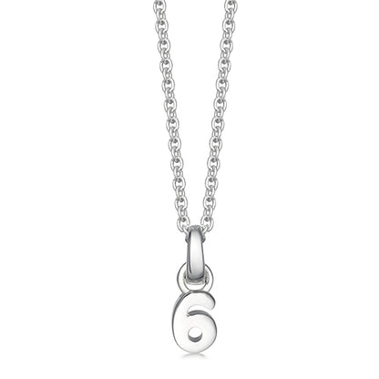 Silver number 6 necklace
