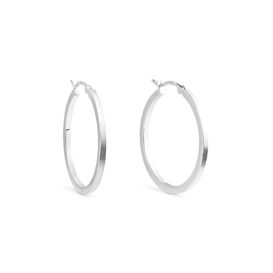 Sterling Silver Square Edged Hoop Earrings - Small