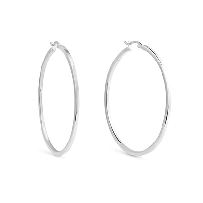 Sterling Silver Square Edged Hoop Earrings - Medium