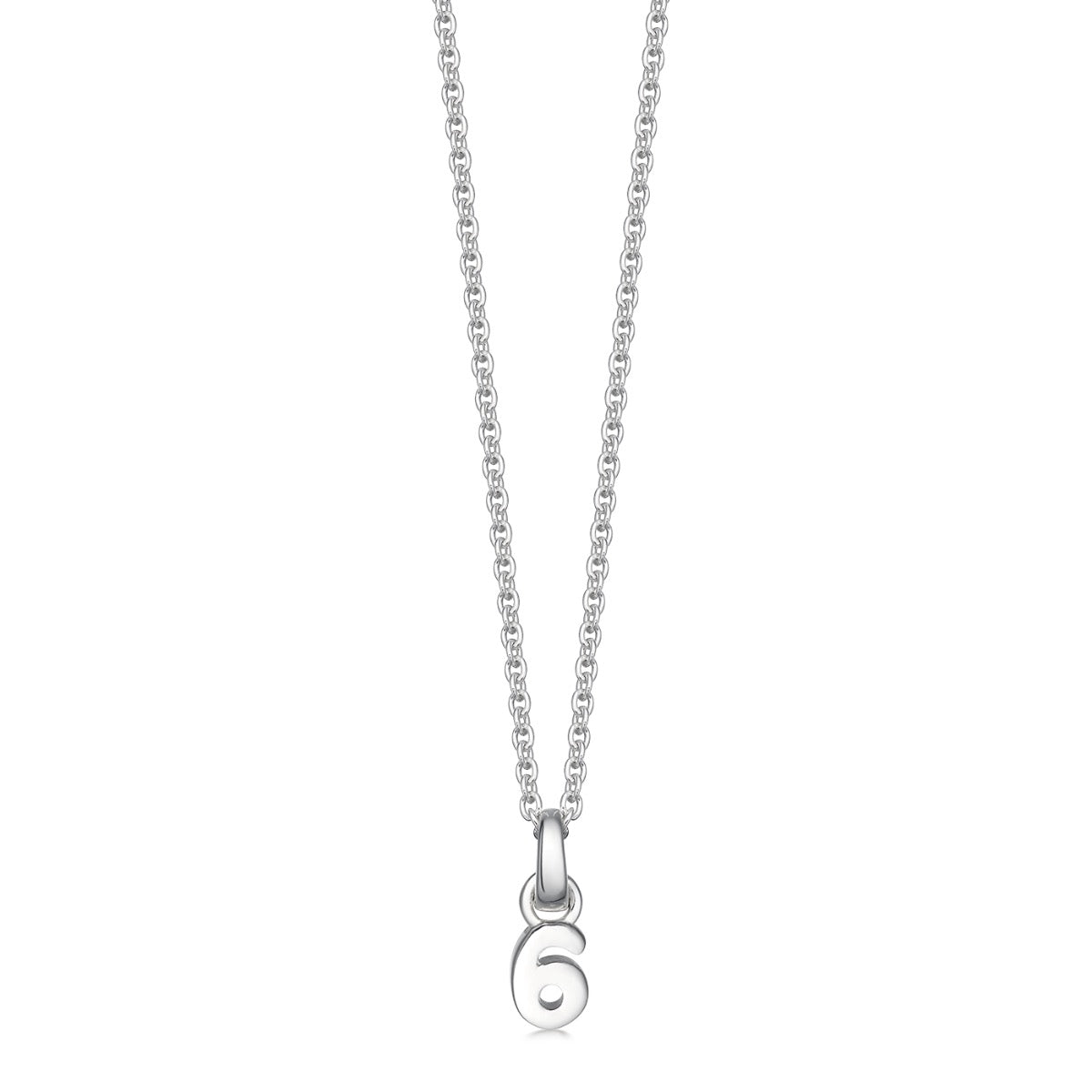 silver number six necklace