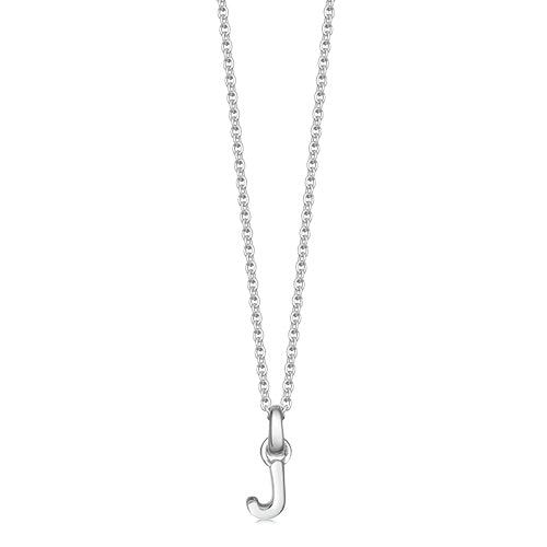 Mini Silver Letter "J" Initial Necklace - hersey-and-son