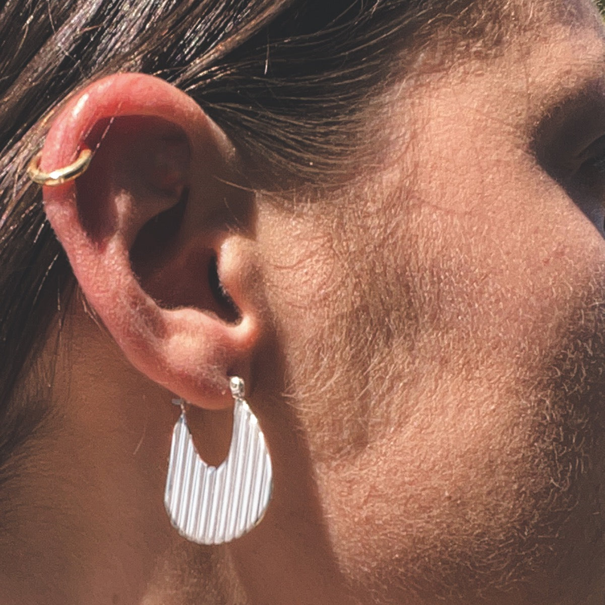 Sterling Silver Deco Fan Earrings - hersey-and-son